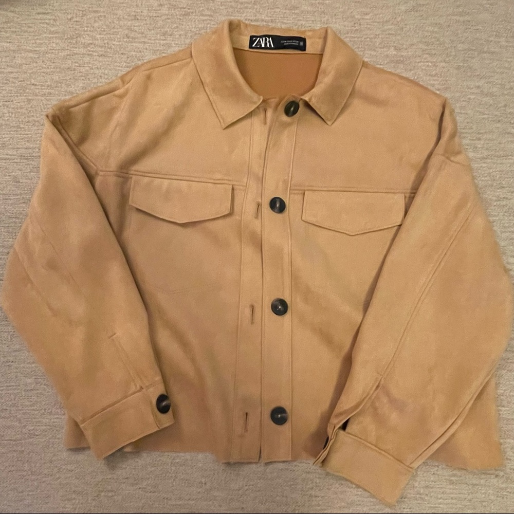 Zara Suede Cropped Shacket